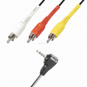 Videókábel, 4 pólusú 3,5 mm dugó-3xRCA dugó, sztereó, 2m Videókábel, 4 pólusú 3,5 mm dugó-3xRCA dugó, sztereó, 2m